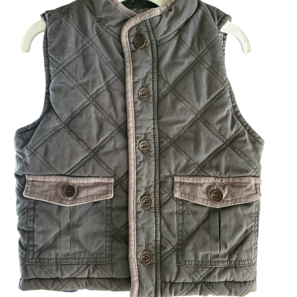 100% Cotton 3T Quilted Gray Button-down Vest by Oshkosh B' gosh - Picture 7 of 7